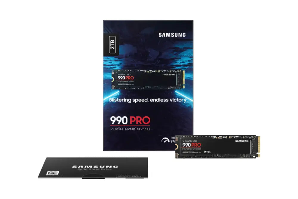 Disco duro interno SSD Samsung 990 PRO de 2 TB M.2 PCIe 4.0 NVMe con memoria V-NAND MLC.