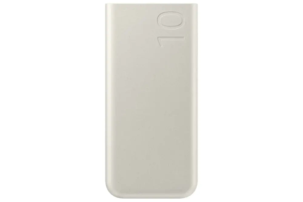 Powerbank Samsung EB-P3400XUE de 10000 mAh en color beige, con batería de ion de litio y diseño compacto.