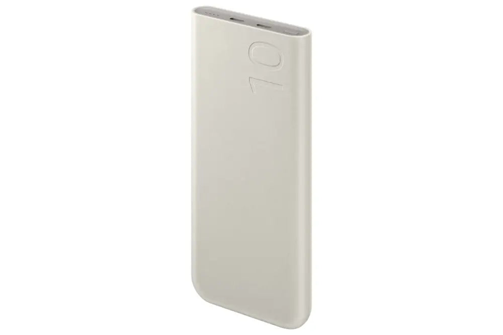 Powerbank Samsung EB-P3400XUE de 10000 mAh en color beige, con diseño compacto y puerto de carga visible.