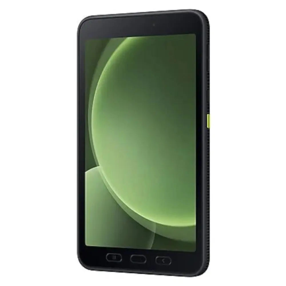 Tableta Samsung Galaxy Tab Active5 5G EE de color verde con 128GB de almacenamiento y pantalla resistente.