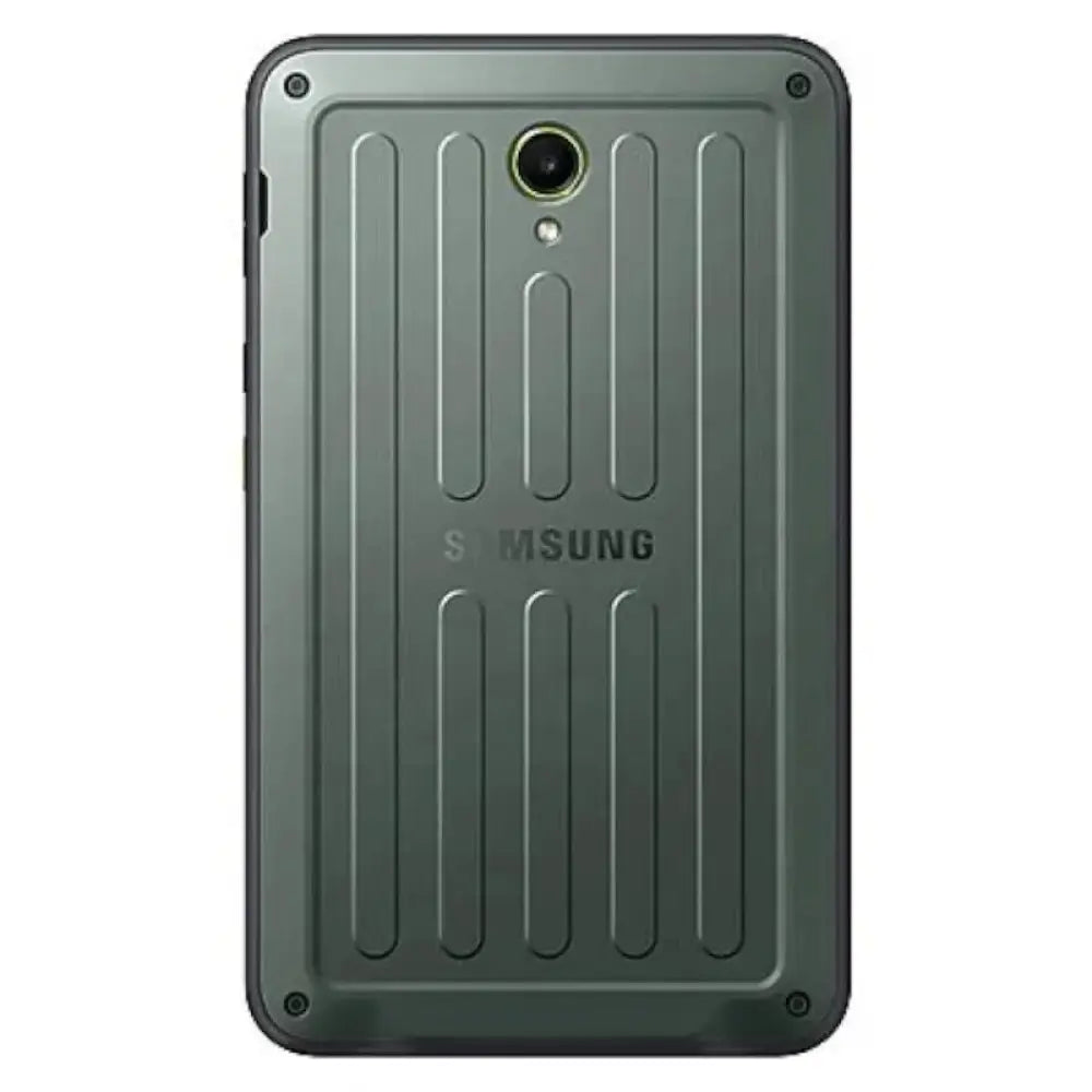Tableta Samsung Galaxy Tab Active5 5G EE de color verde con 128GB de almacenamiento, pantalla y diseño resistente.