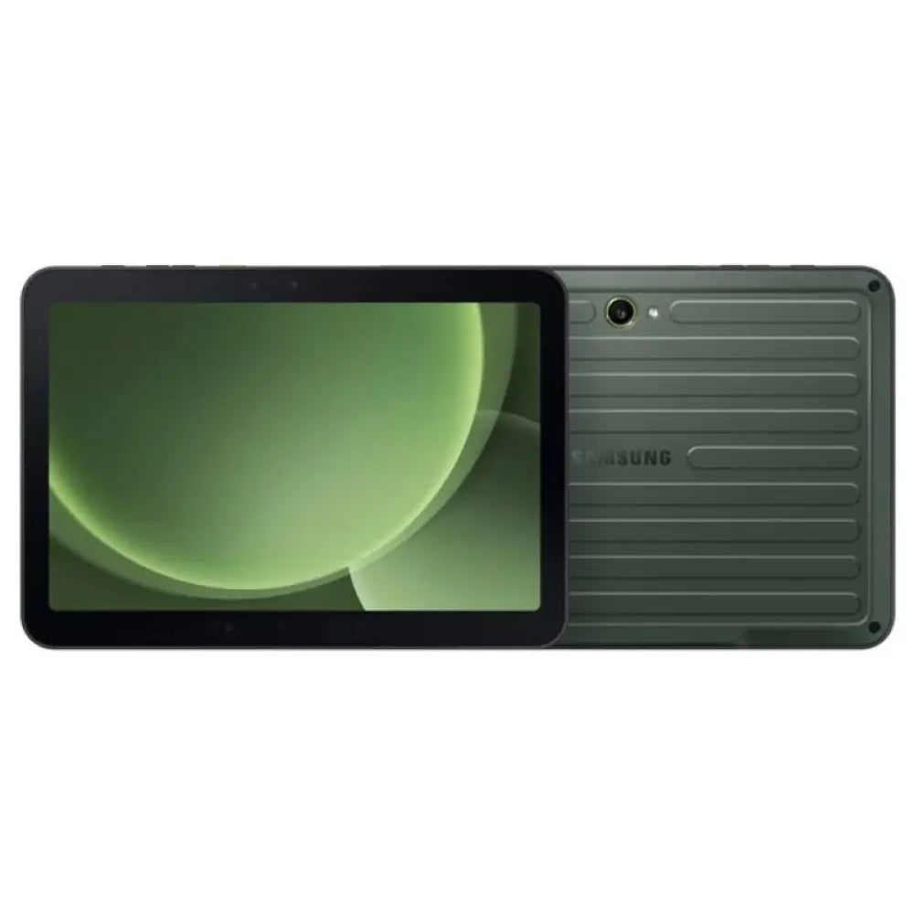 Tableta Samsung Galaxy Tab Active5 Pro 5G de color gris con 256GB, vista frontal con pantalla y bordes, en fondo neutro.