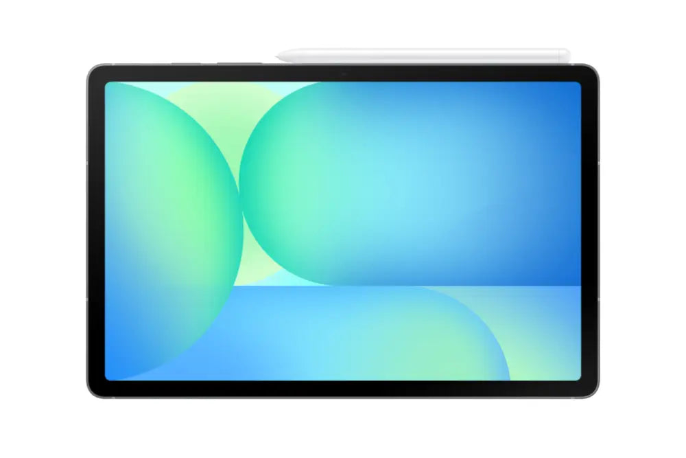 Tableta Samsung Galaxy Tab S10 FE Wi-Fi de color gris, con pantalla grande y diseño delgado, vista frontal en imagen.