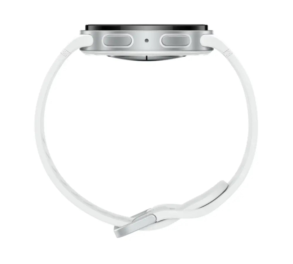 Reloj inteligente Samsung Galaxy Watch8 LTE de 40 mm con pantalla digital y pulsera negra, mostrando la interfaz en la pantalla.