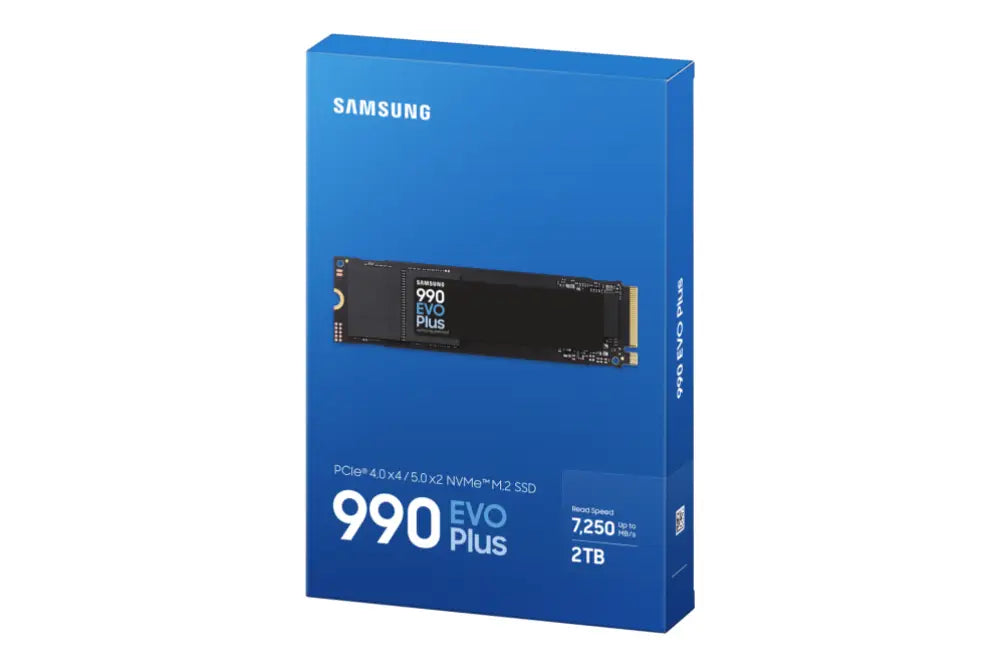 Disco duro interno SSD Samsung MZ-V9S2T0 2TB NVMe PCIe 4.0 con memoria V-NAND TLC, vista lateral del dispositivo.