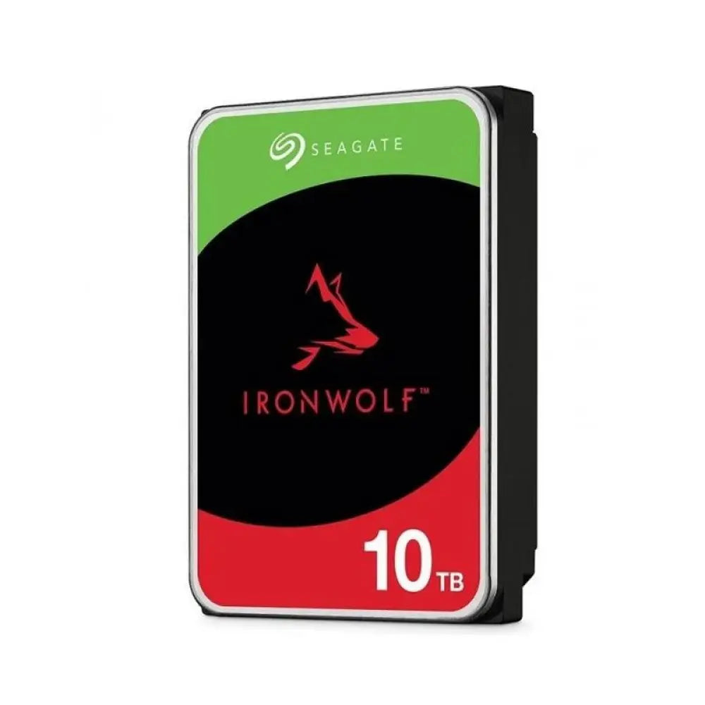 Disco duro interno Seagate IronWolf Pro NAS ST10000NT001 de 10TB de 3.5 pulgadas, vista del producto en la imagen.