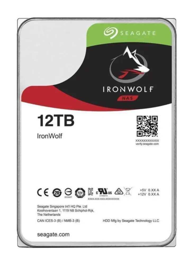 Disco duro interno Seagate NAS IronWolf de 12 TB, 7200 RPM, 256 MB, 3.5 pulgadas, Serial ATA III.