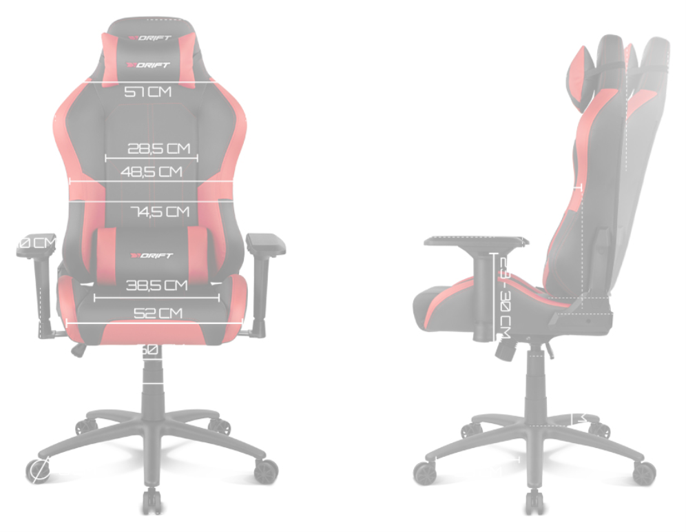 SILLA GAMING DRIFT DR250 NEGRO/ROJO - detalle