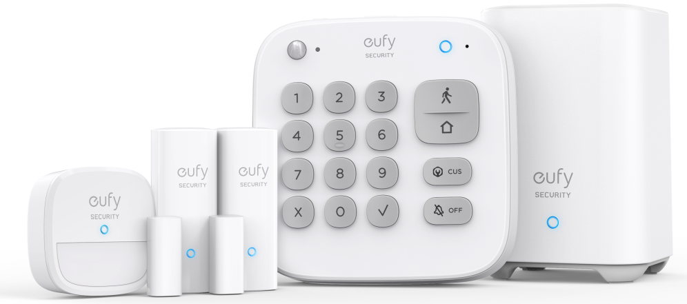 SISTEMA ALARMA EUFY KIT 2x HOMEBASE 2x ENTRY SENSOR 1x KEYPAD 1x MOTION SENSOR - detalle