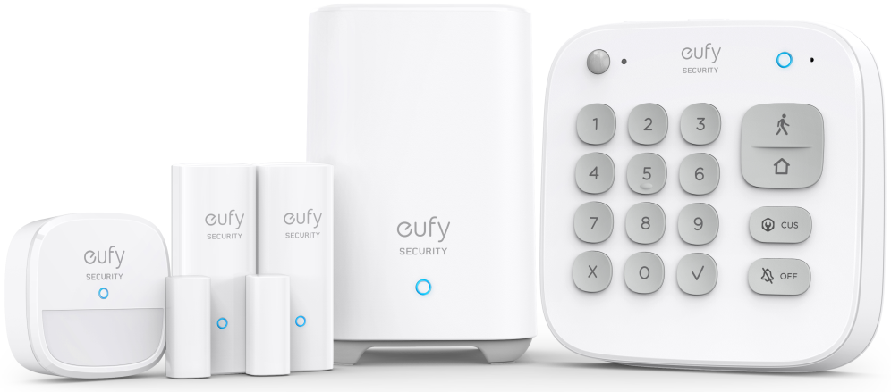 SISTEMA ALARMA EUFY KIT 2x HOMEBASE 2x ENTRY SENSOR 1x KEYPAD 1x MOTION SENSOR - detalle