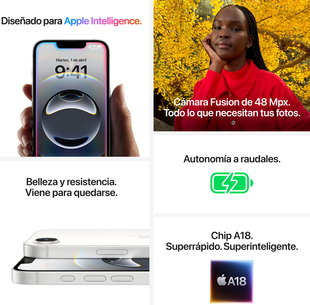 SMARTPHONE APPLE IPHONE 16E 256GB WHITE - detalle