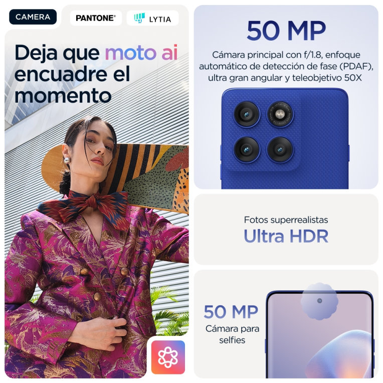 SMARTPHONE MOTOROLA MOTO EDGE 60 PRO 5G 12GB/512GB DAZZLING BLUE - detalle