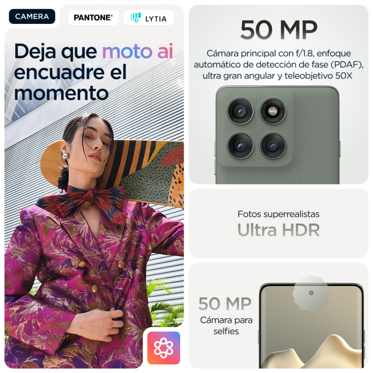 SMARTPHONE MOTOROLA MOTO EDGE 60 PRO 5G 12GB/512GB SHADOW GREEN - detalle