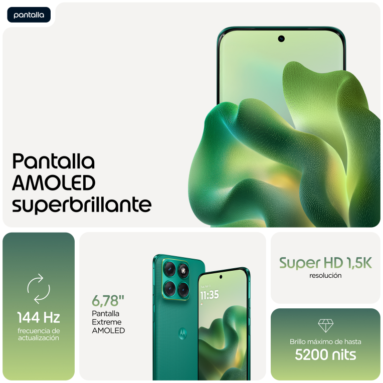 SMARTPHONE MOTOROLA MOTO EDGE 70 FUSION POWER 5G 8GB/256GB SPORTING GREEN - detalle