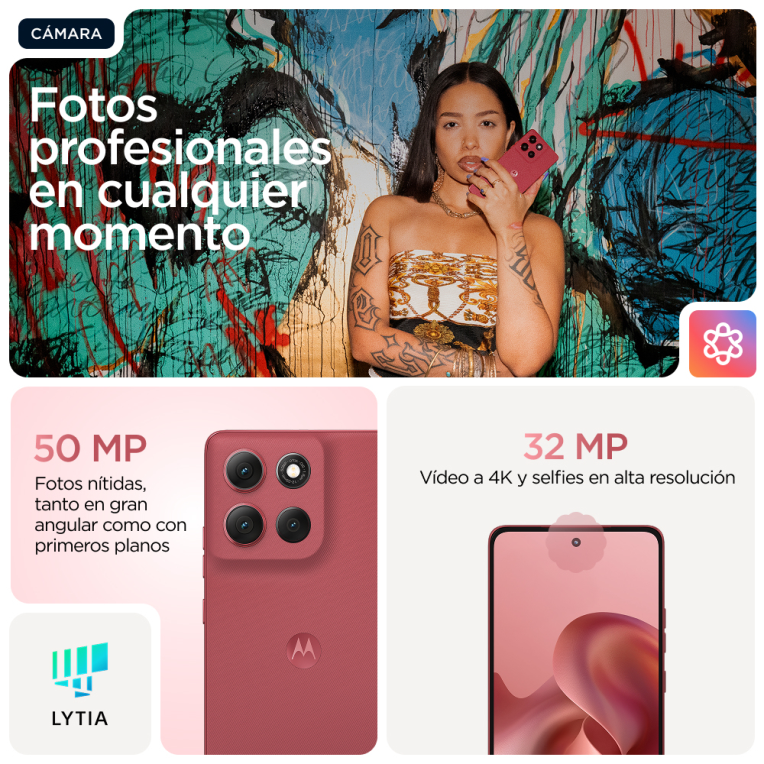 SMARTPHONE MOTOROLA MOTO G86 8GB 256GB 5G ROSA CRISANTEMO - detalle