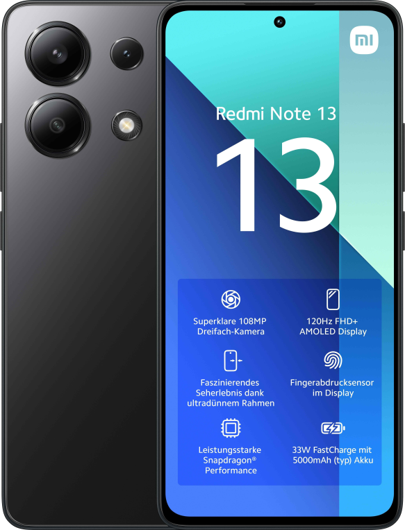 Xiaomi Redmi Note 13 16.9 cm (6.67") Ranura híbrida Dual SIM Android 13 4G USB Tipo C 8 GB 256 GB 5000 mAh Negro