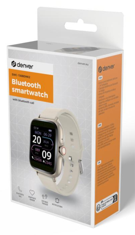 SMARTWATCH DENVER BLUETOOTH CON SENSOR DE FRECUENCIA CARDIACA BLANCO - detalle