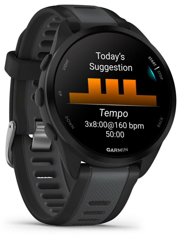 SMARTWATCH GARMIN FORERUNNER 165 MUSIC NEGRO GRIS - detalle