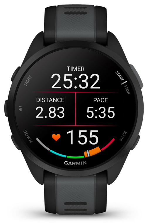 SMARTWATCH GARMIN FORERUNNER 165 MUSIC NEGRO GRIS - detalle