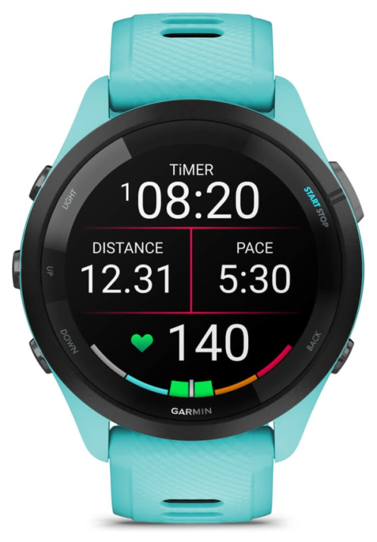 SMARTWATCH GARMIN FORERUNNER 265 TURQUESA NEGRO GPS - detalle