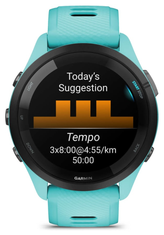 SMARTWATCH GARMIN FORERUNNER 265 TURQUESA NEGRO GPS - detalle