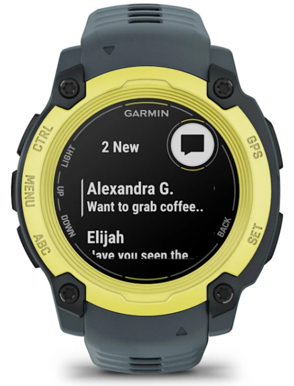 SMARTWATCH GARMIN INSTIN E 40MM AMARILLO SILICONA AZUL - detalle
