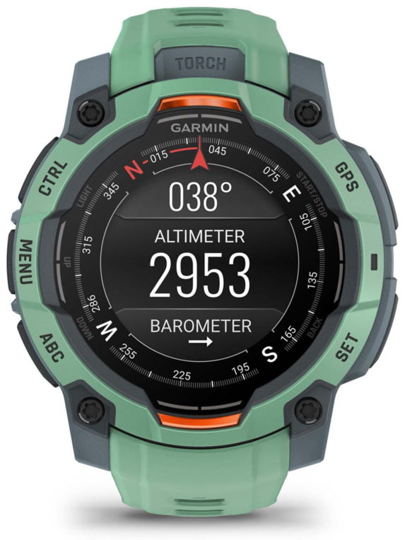 SMARTWATCH GARMIN INSTINCT 3 45MM AMOLED VERDE CORREA VERDE - detalle