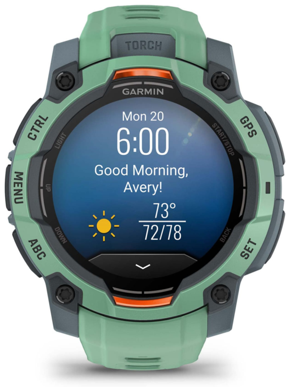 SMARTWATCH GARMIN INSTINCT 3 45MM AMOLED VERDE CORREA VERDE - detalle