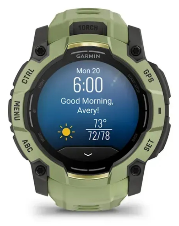 SMARTWATCH GARMIN INSTINCT 3 50MM AMOLED VERDE CORREA VERDE - detalle
