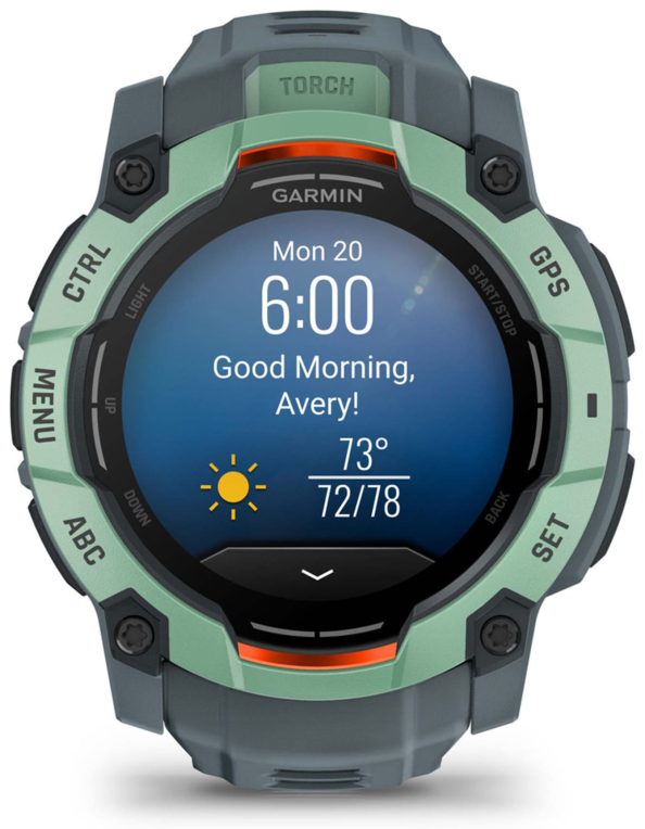 SMARTWATCH GARMIN INSTINCT 3 50MM AMOLED VERDE CORREA VERDE - detalle