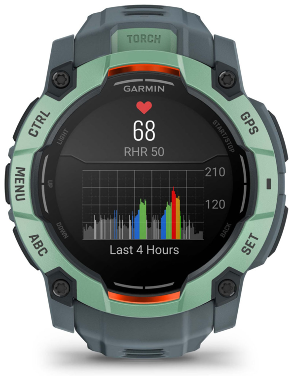 SMARTWATCH GARMIN INSTINCT 3 50MM AMOLED VERDE CORREA VERDE - detalle