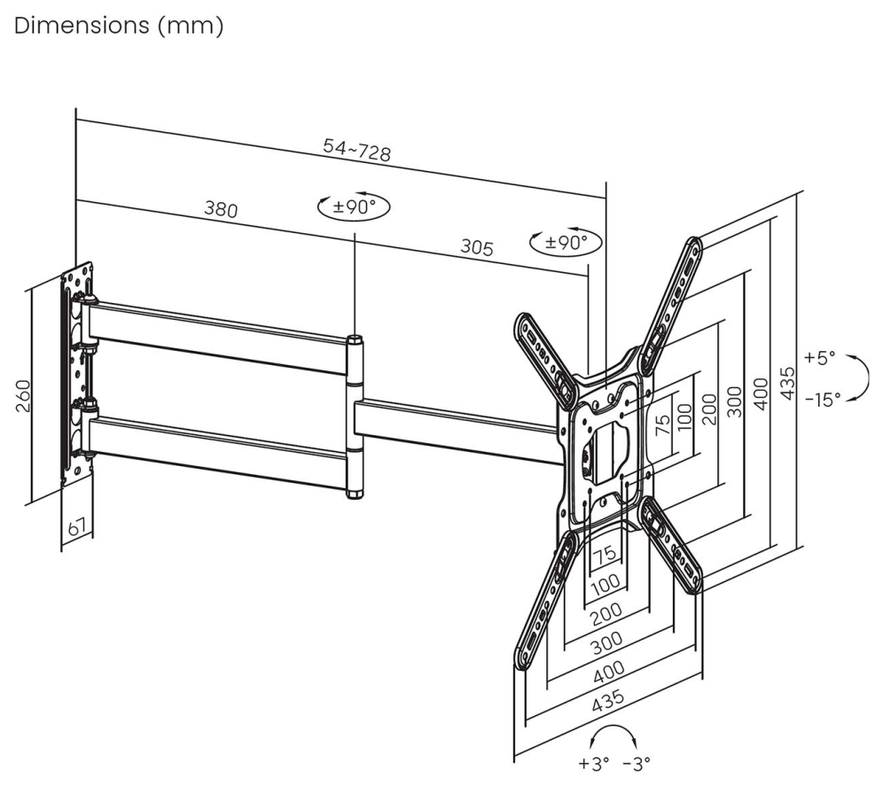 SOPORTE AISENS ECO GIRATORIO INCLINABLE NIVELABLE MONITOR/TV 35KG 23-65 - detalle