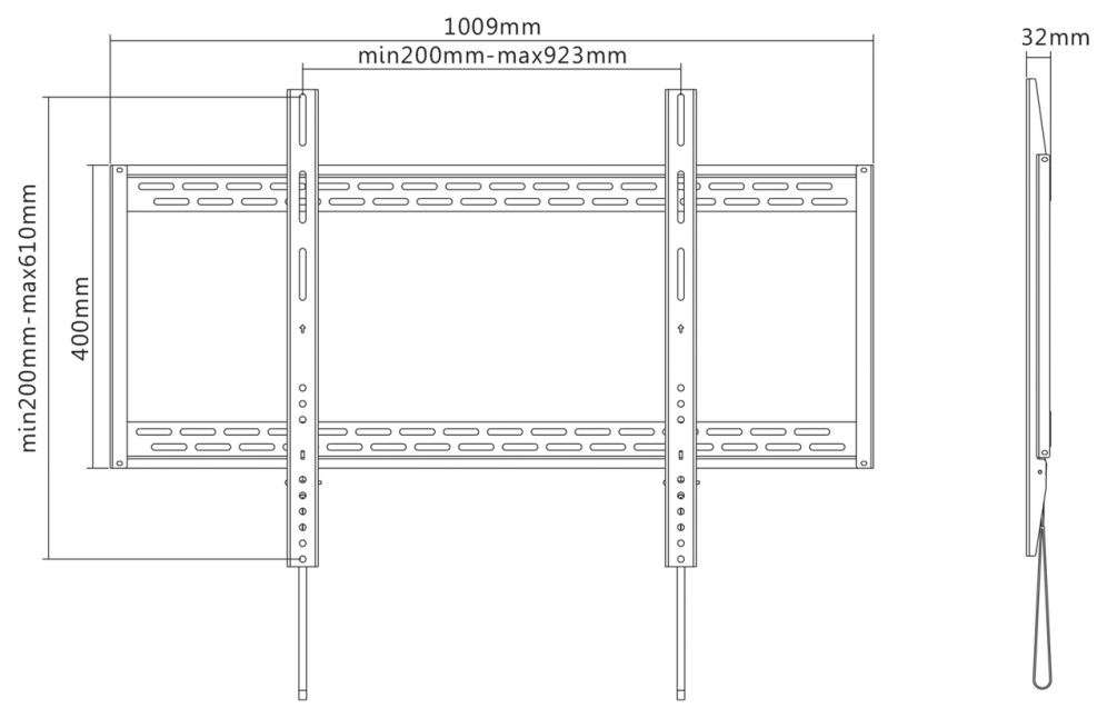 SOPORTE AISENS FIJO ULTRA DELGADO MONITOR TV 60-100 130KG - detalle