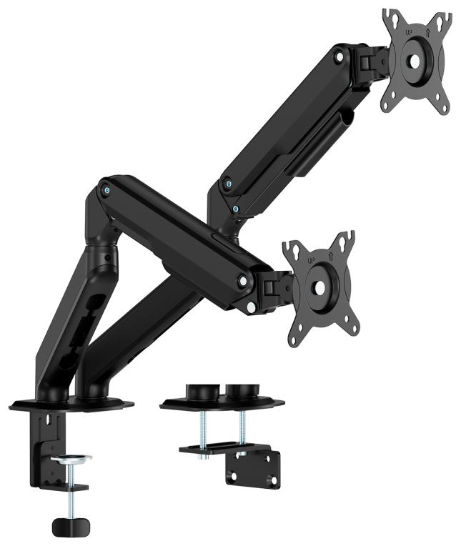 AISENS Soporte de Mesa Eco Contrapeso Giratorio e Inclinable para Monitor/TV 9kg (3 Pivotes. 2 Brazos) de 17-32. Negro