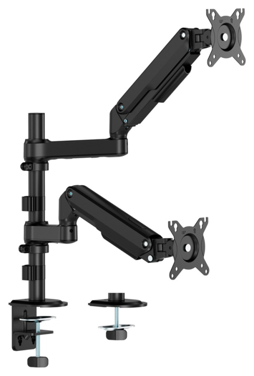 AISENS Soporte de Mesa Eco Contrapeso Giratorio e Inclinable Para Monitor/TV 9kg (3 Pivotes. 2 Brazos) de 17-32". Negro