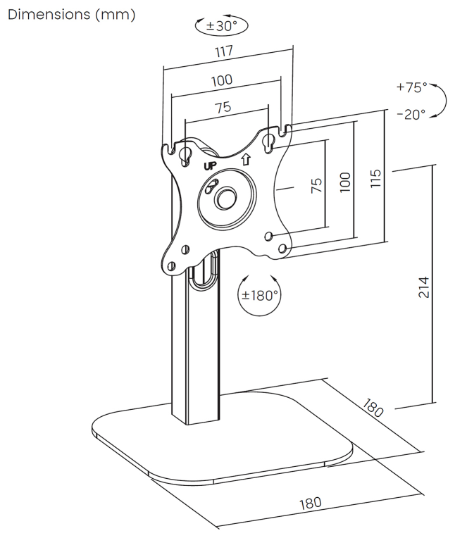 SOPORTE AISENS MESA ECO GIRATORIO INCLINABLE MONITOR/POS 2.5KG 10-24 - detalle