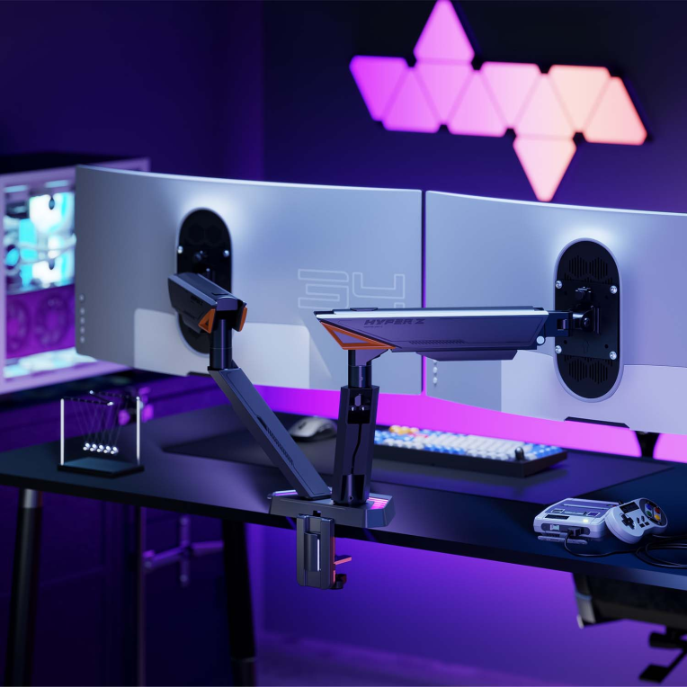 SOPORTE AISENS MESA RGB GAMING CONTRAPESO MONITOR (3 PIV 2 BRAZOS) 17-38 - detalle