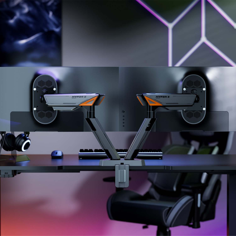 SOPORTE AISENS MESA RGB GAMING CONTRAPESO MONITOR (3 PIV 2 BRAZOS) 17-38 - detalle