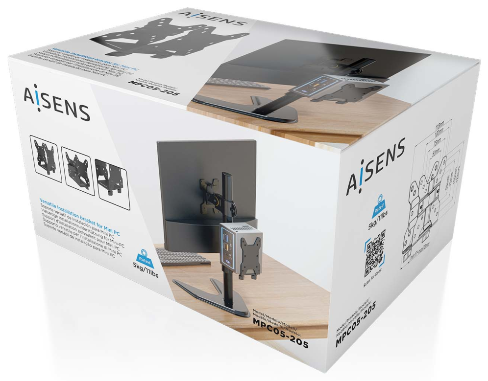 SOPORTE AISENS MINI PC MUY VERSATIL NEGRO - detalle