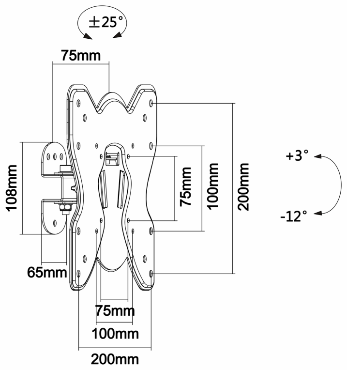SOPORTE AISENS PARED GIRATORIO E INCLINABLE MONITOR TV 23-42 25KG - detalle