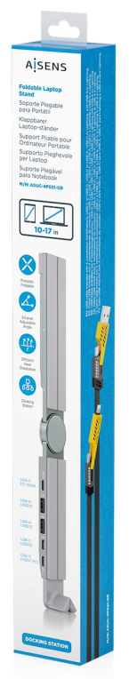 SOPORTE AISENS SOBREMESA AJUSTABLE PORTATIL/TABLET USB-C DOCK GRIS - detalle