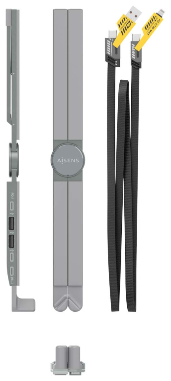 SOPORTE AISENS SOBREMESA AJUSTABLE PORTATIL/TABLET USB-C DOCK GRIS - detalle