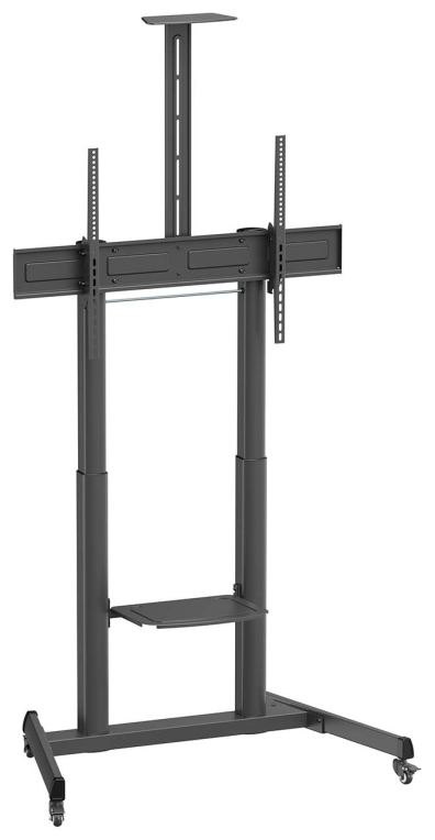 AISENS Soporte De Suelo Eco Con Ruedas Y Manivela. Bandeja Para DVD Y Soporte De Camara Para Monitor/TV 120kg De 60"-100