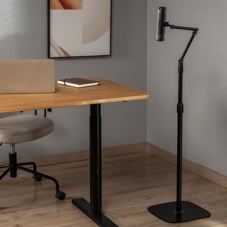 SOPORTE AISENS SUELO UNIVERSAL AJUSTABLE (3 PIVOTES) TABLET NEGRO - detalle