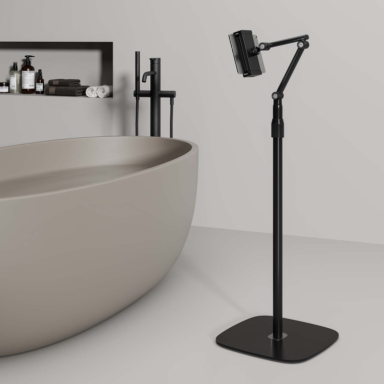 SOPORTE AISENS SUELO UNIVERSAL AJUSTABLE (3 PIVOTES) TABLET NEGRO - detalle