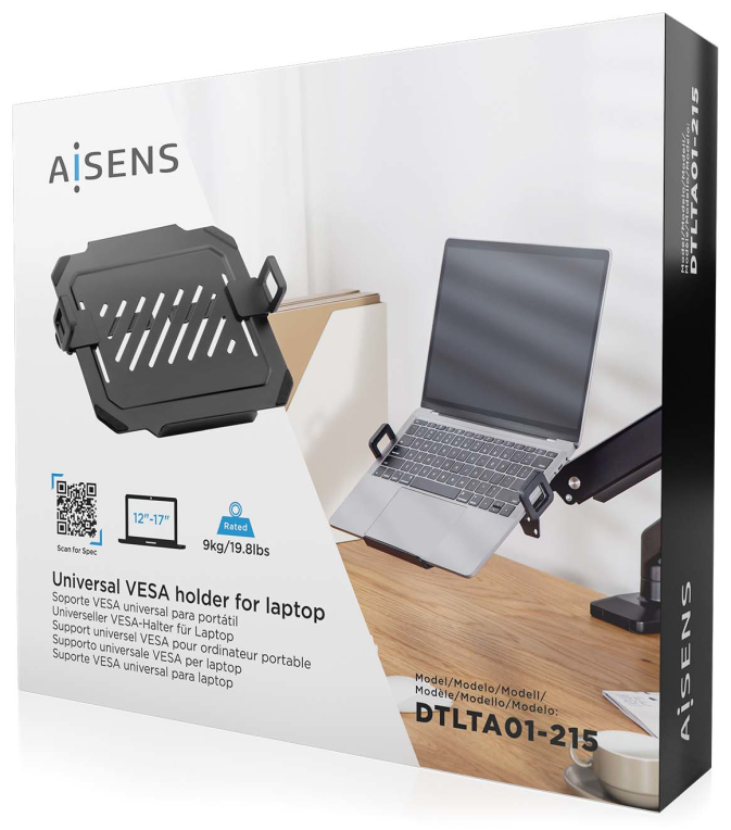 SOPORTE AISENS UNIVERSAL PORTATIL 12-17 PARA MONTAJE EN SOPORTE MONITOR NEGRO - detalle