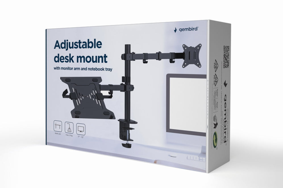 Gembird MA-DA-03 soporte para monitor 81.3 cm (32") Escritorio Negro