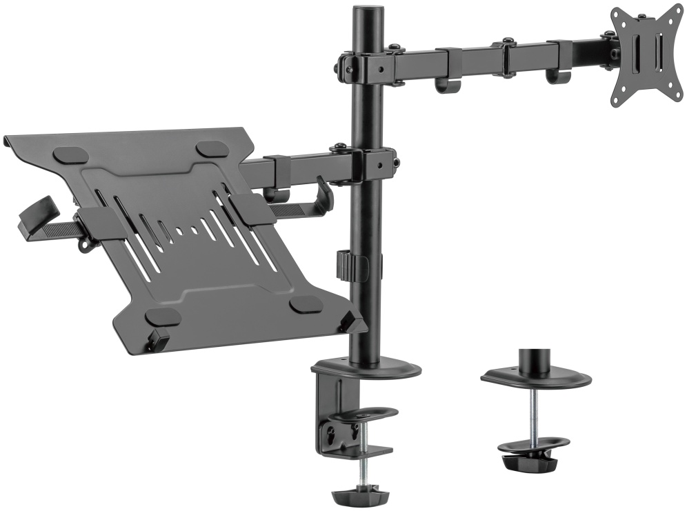 SOPORTE DE MESA GEMBIRD AJUST CON BRAZO PARA MONITOR Y BANDEJA PARA PORTATIL - detalle