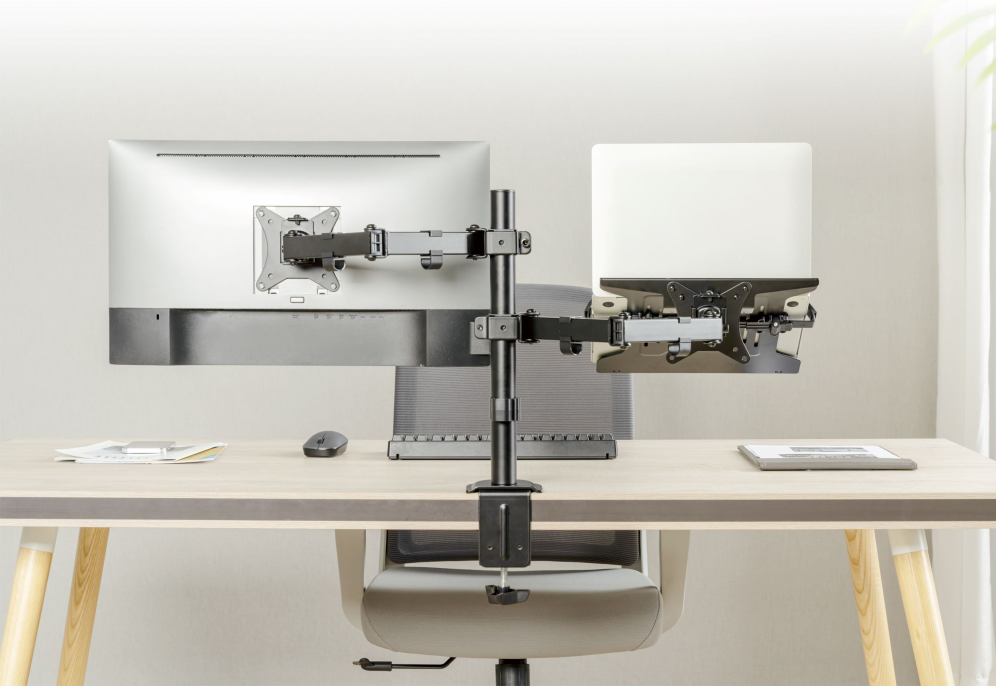 SOPORTE DE MESA GEMBIRD AJUST CON BRAZO PARA MONITOR Y BANDEJA PARA PORTATIL - detalle