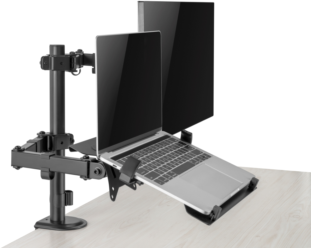 SOPORTE DE MESA GEMBIRD AJUST CON BRAZO PARA MONITOR Y BANDEJA PARA PORTATIL - detalle